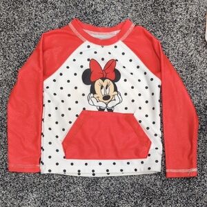 Red and White Polka Dot Minnie Mouse Long Sleeve Shimmer Rashguard